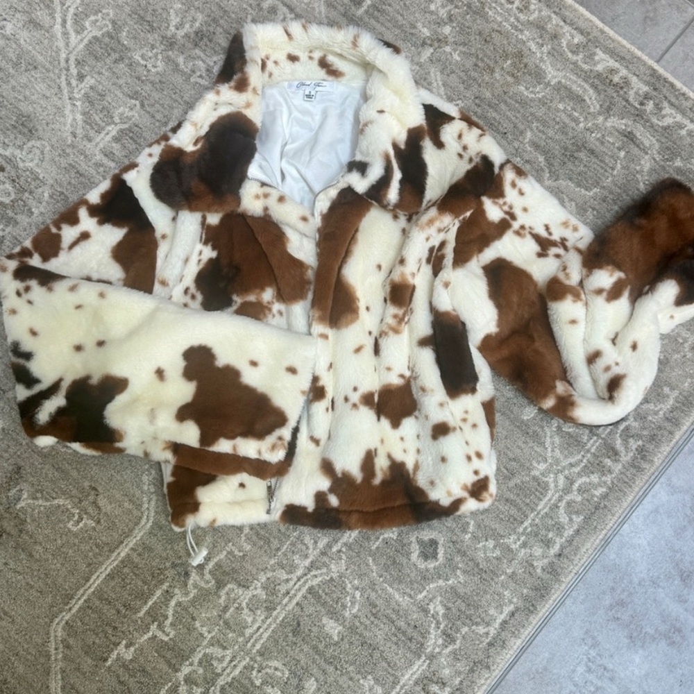 Cloud Ten Brown and White Faux Fur Jacket